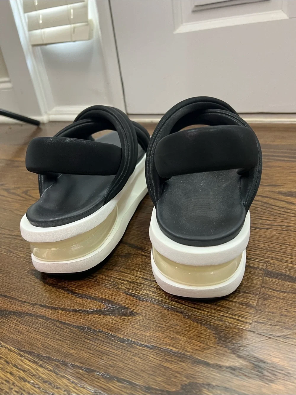 Nike Black and White Crisscross Platform Slide Sandals